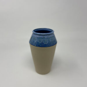 Blue and raw ceramic angular vase