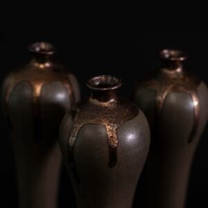 set of 3 black vases