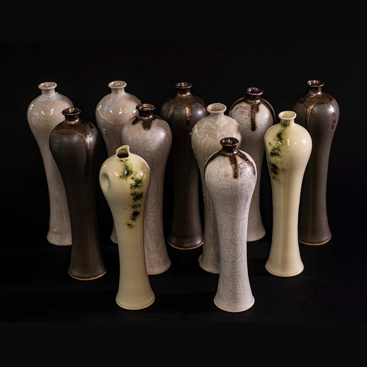 set of 3 white vases